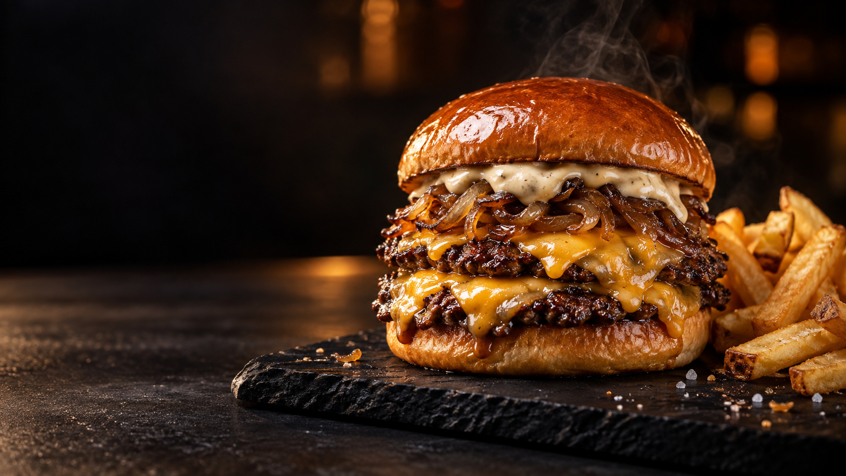 Řemeslný burger Paninoteca s hranolky